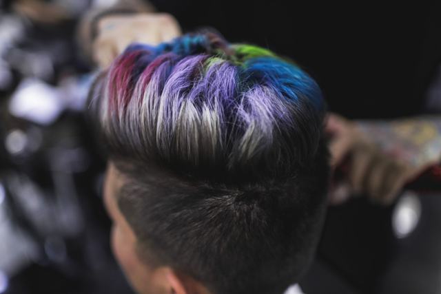 Short cut with a purple fade